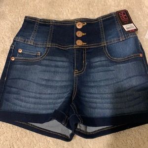 High Rise No Ripped Jean Shorts